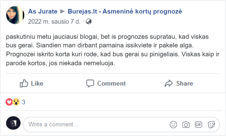 Jūratės atsiliepimas apie būrimą