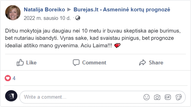 Natalijos atsiliepimas apie būrimą